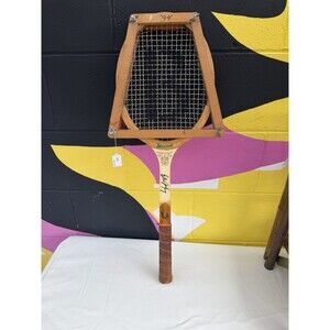 Vintage Wooden Tennis Racquet Billie Jean King Signature with Wood Press